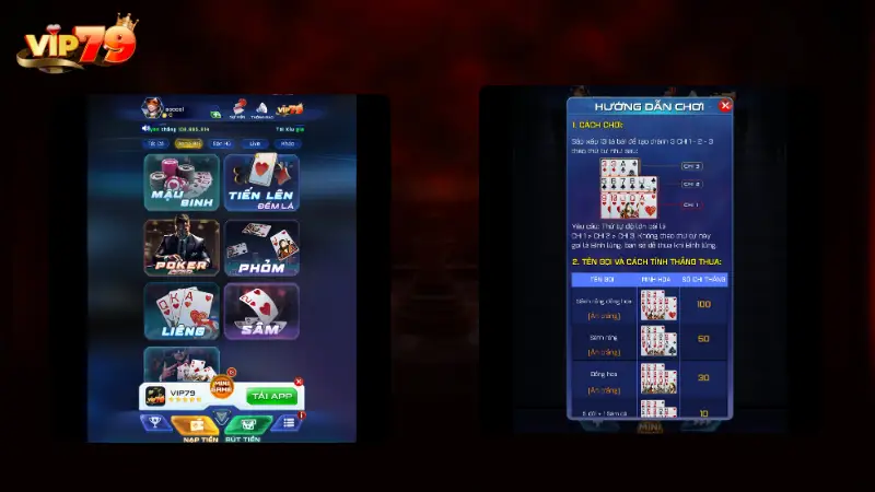 Hướng dẫn chơi game bài Vip79